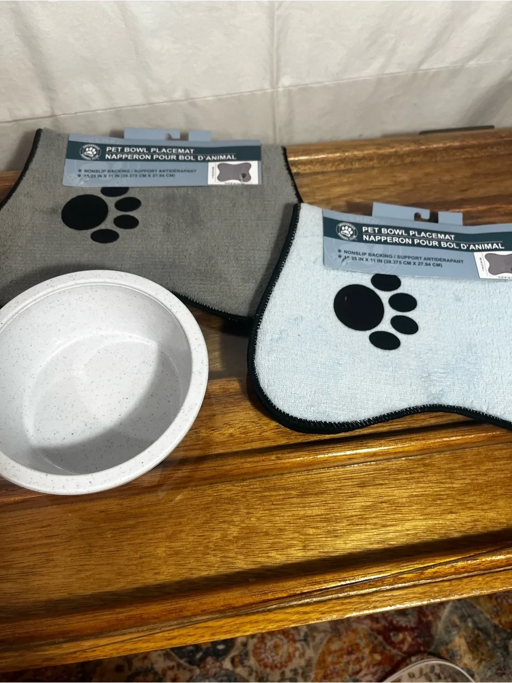 Pet Bowl + Placemat Pair with Paw Print